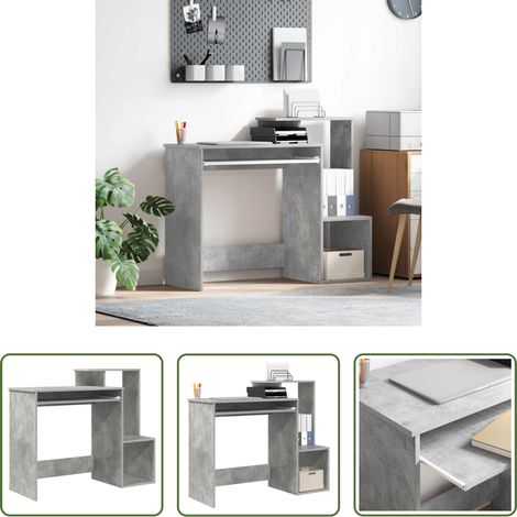 Rangement bureau - Bureau Gris béton 106 x 41 x 88.5 cm Bois d'ingénierie (1/5)