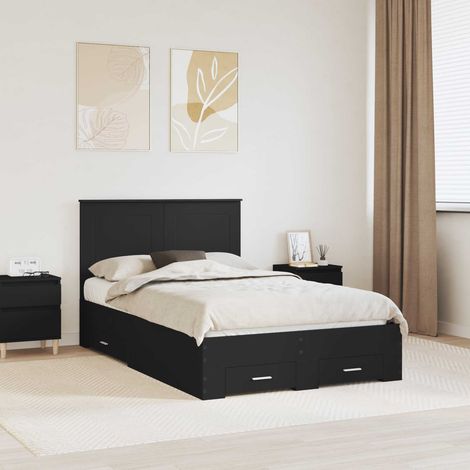Estructura de cama Negro 135 x 190 cm Madera de ingeniería