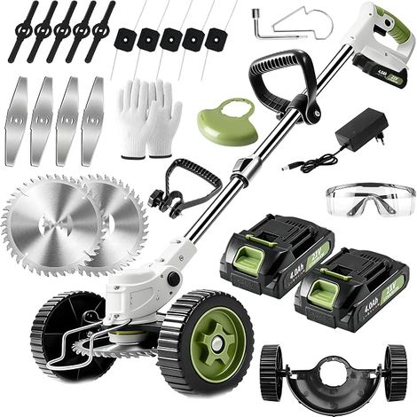 Cordless Electric Brushcutter Battery Edge Cutter with Metal Blades Adjustable Handle Suitable for Garden Lawn and Edges Powerful for Grass Cutting (1/5)
