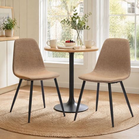 Juego de 2 sillas de comedor 43x52x84,5 cm en tejido y metal beige, escandinavas FloraGrace (1/5)
