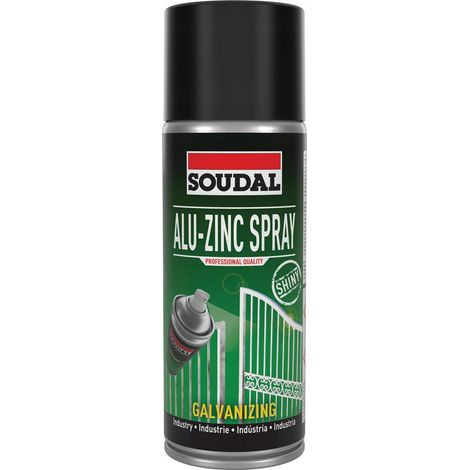Recubrimiento de zinc brillante en aerosol Soudal ALU-zinc 98%, 400 ml