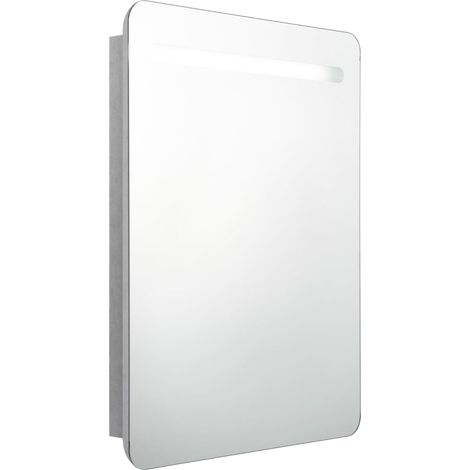 Armoire de salle de bain à miroir led 60 x 11 x 80 cm gris (1/4)