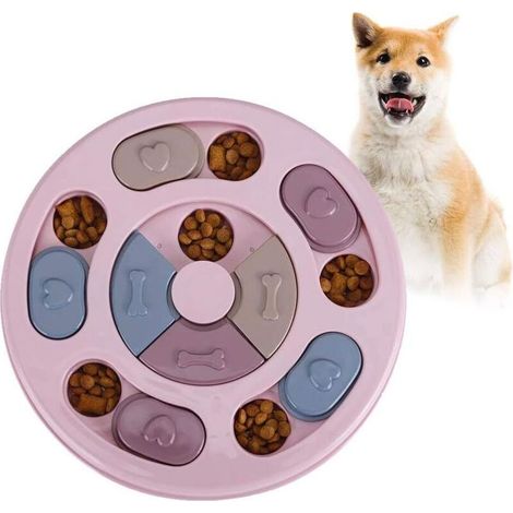 Puzzle pour chien, distributeur de nourriture pour chien, jouet interactif durable pour chien, jouet d'entraînement au QI du chien, amélioration du QI (rose) (1/5)