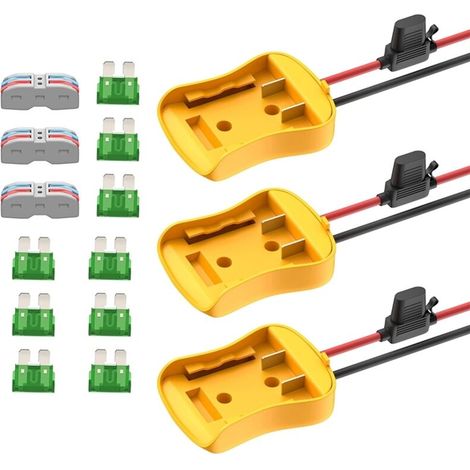Kit adattatore per batteria Dewalt Power Wheels da 20 V, convertitore per cavi AWG 12, fusibili, connettori, confezione da 3 (1/4)