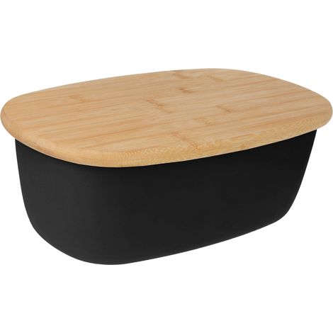 Piccolo contenitore per il pane in acciaio con tagliere, ovale, nero, brunbeste BB-2768 (1/3)