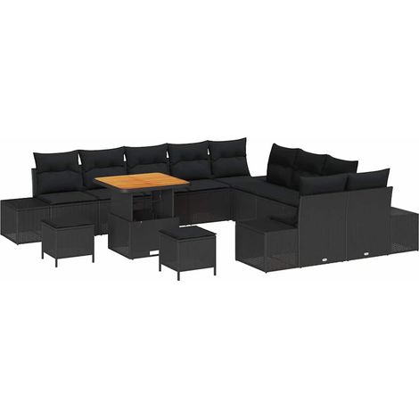 Maison Exclusive - Conjunto de sofás de jardín 13 pcs Negro ratán