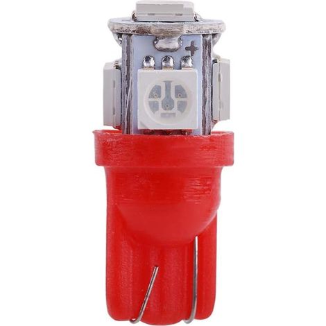 Ampoules LED, 20 pcs 12V T10 5050 5 SMD LED Voiture Ampoules We-dge Lampe Super Lumineuse pour Remplacement des Clignotants Feu arrière et feux de recul(rouge)
