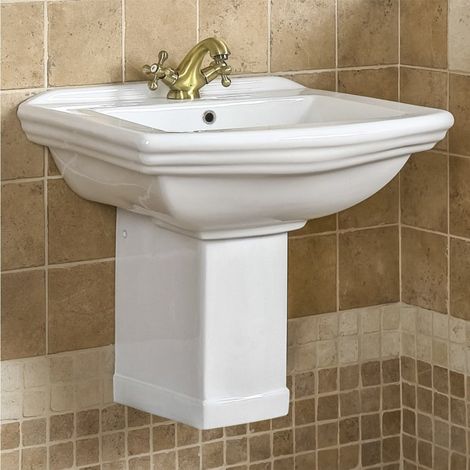 Lavabo rétro suspendu DERBY 60 cm en céramique (1/3)