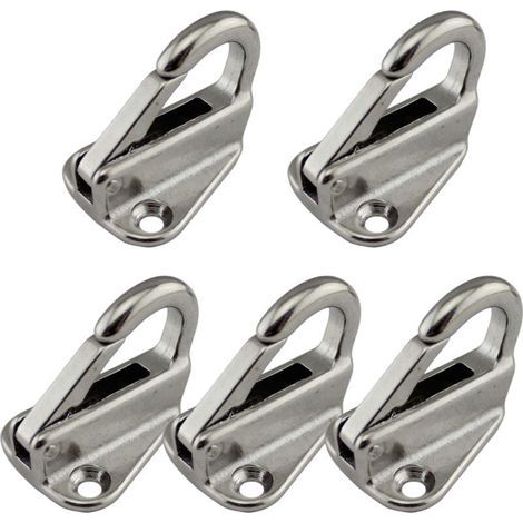 Lot de 5 mousquetons en inox sur platine – Charge maximale 150kg – Diamètre oeillet 10mm – Pour chantiers humides et espaces confinés (1/5)