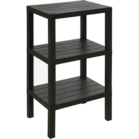 Colonna Bagno Scaffale 3 Ripiani Plastica Feridras Woody - Colore: Nero (1/3)