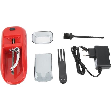 Machine à rouler les joints automatique, petit modèle portable, pour herbes aromatiques, prise UE 100-240 V, rouge. Réglage automatique de la tension des joints. (1/5)