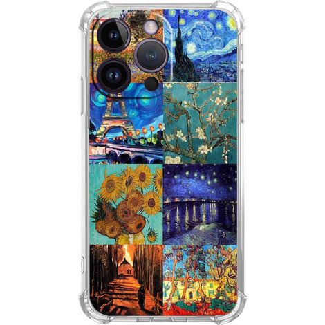Cover per iPhone 14 Pro con motivo di Van Gogh - Retro in TPU trasparente con dipinto. (1/5)