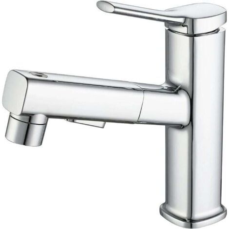Badarmatur, XU, drei Wassermodi (Strahl, Jet, Fontäne), ausziehbare Brause (silber) -
