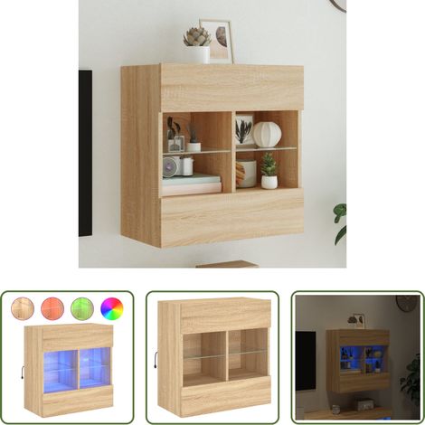 LED-Leuchten - TV-Wandschrank mit LED-Leuchten Sonoma-Eiche 58,5x30x60,5 cm (1/5)