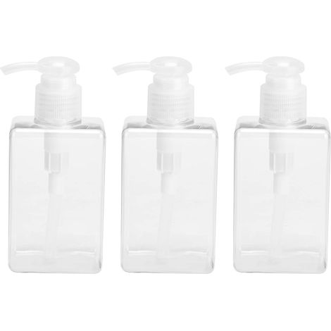 3 Stück 150-ml-Reiseflaschen aus transparentem Kunststoff, leere Pumpflaschen, kleine, nachfüllbare Quetschflaschen für Shampoo und Duschgel