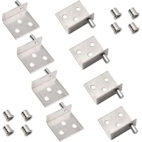 Lot de 4 charnières pivotantes à arbre dissimulé pour porte d'armoire en bois avec goupille pour porte d'armoire en bois à pivot libre (argent) (1/5)