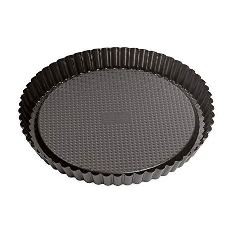 Original Kaiser Teglia classica con base per frutta da 28 cm, teglia da forno antiaderente, teglia da forno con bordo ondulato, doratura uniforme, nera (1/4)