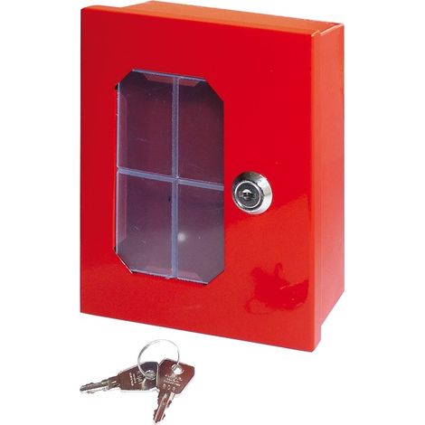 Cordia Incendie – Armoire à clés sous verre dormant – Tôle laquée rouge – Dimensions L 128 x H 165 x P 52 mm – Fermeture par clé H250