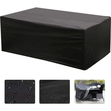 Housse de Salon Table Rectangulaire Oxford pour Meubles de Jardin UV Protection (Noir)-150100125CM (1/5)