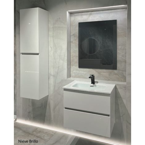 Alle Carrelage - Meuble salle de bain suspendu 70 cm Blanc brillant et vasque LANSVO Nieve (1/3)