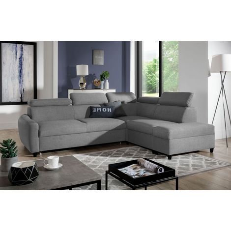 Ecksofa Schlafsofa Sofa ANTON in Stoff Esito Grau Ottomane Rechts (1/4)