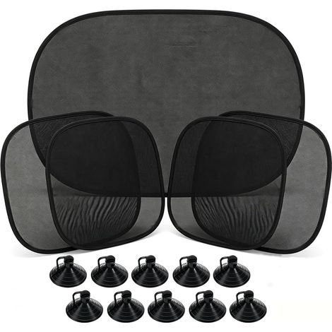 Parasoleil Voiture Vitre Laterale Lunette 5Pièces Ventouse Noir Mesh Arriere Protection UV Bebe Enfant Pare-Soleil Thermique Anti-Eblouissement Pliable Chaleur Accessoire Auto Vitres Rideau (1/5)