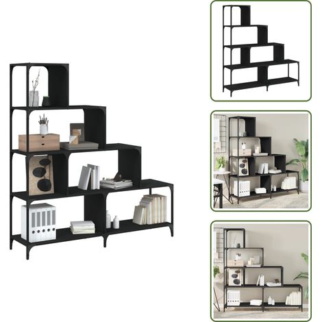 Libreria con scalini - vidaXL Libreria a 4 Gradini Nera 139x33,5x149 cm in Legno Multistrato - Libreria per soggiorno