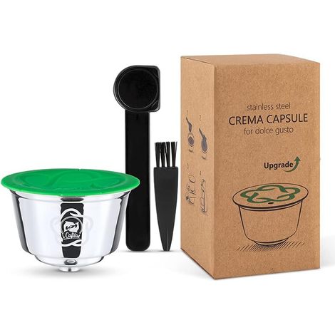 Cafilas Capsule Filtre de Café Réutilisables, Capsules Rechargeables à Café Compatibles avec les Machines Dolce Gusto avec 1 Cuillère à Café et 1 Brosse à Nettoyer Marron (Capsule02) (1/5)