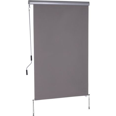 Store vertical 120 x 200 cm avec manivelle, protection contre le vent et le soleil, gris (1/5)