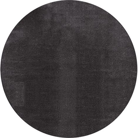 1 Tapis Rond Anthracite 120cm Poils Courts Imitation Fourrure Antidérapant Salon Chambre (1/3)