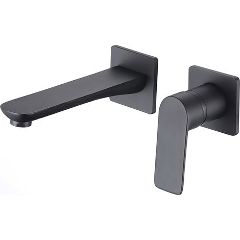 Grifo empotrado de lavabo negro 21 cm mate Esla Valaz (1/2)