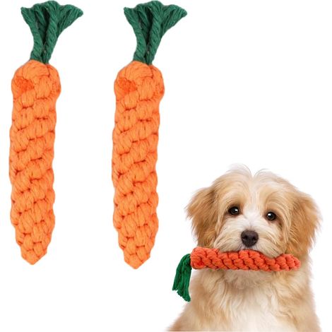 Jouets à Mâcher pour Chien Carotte,2 PCS Jouet pour Chien en Corde Tressée,Jouets à Mâcher en Corde Tressée en Coton Durable pour Chiots