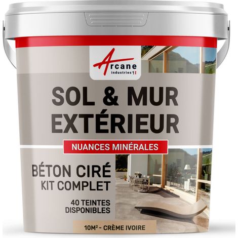 BETON CIRÉ: KIT KUNSTHARZ-BETONBESCHICHTUNG FÜR DRAUSSEN - Böden, Wände, Terrassen, Balkone, Treppen - Elfenbein-Creme-Weiß - kit 10 m2 (2 couches)
