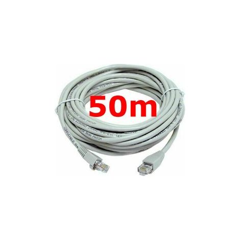 Câble réseau Cat5e gris de 50 m - Câble Internet, réseau Ethernet LAN, connexion filaire