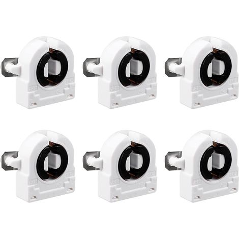 2A T8 LED Tube Douille x 6PCS Non Shunté Simple Tête Fluorescent Lampe Support G13 Base Lumière Douille pour LED Fluorescent Tube Rechanges, [Blanc] (1/5)