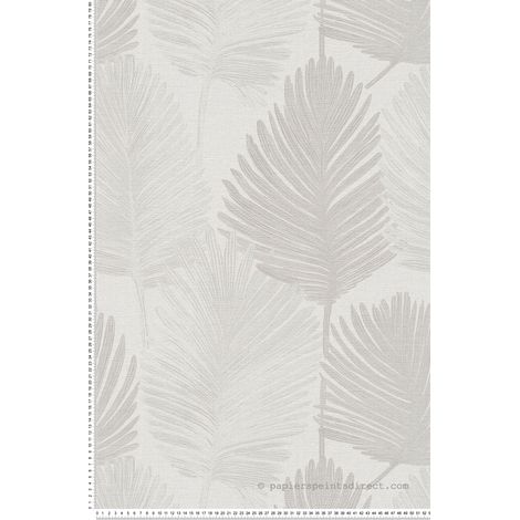 Papier peint intissé Palmiers & Feuilles Gris, Blanc - 10,05 x 0,53 m (1/5)