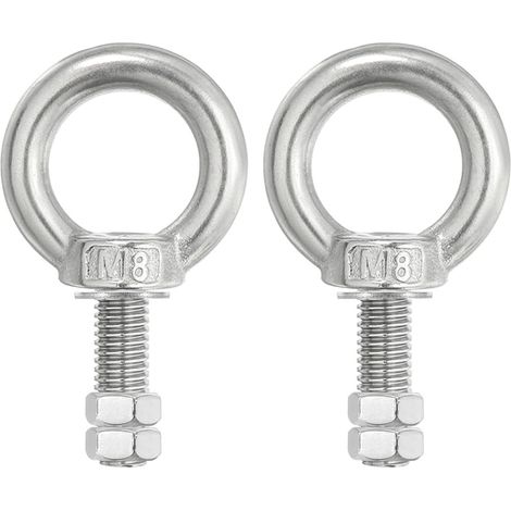 Boulons d'Œil d'Épaule de Levage 2 Pcs M8x35 Acier Inoxydable 304 Anneau d'Épaulement de Boulon à Œil à Vis Filetée avec Écrous Doubles Fixés pour Levage Suspendu (1/5)