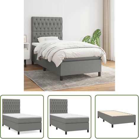 The Living Store Boxspringbett mit Matratze Dunkelgrau 90x200 cm Stoff - Boxspringbett - Doppelbett - Bettenrahmen - Matratze - Nachttisch (1/5)