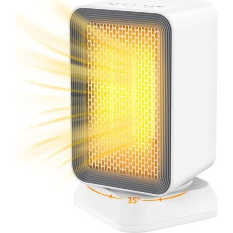 Fan Heater, 900W/1000W Ceramic Electric Heater, 3 Modes, 35° Oscillation, 1-2-4H Timer, Multiple Protections, Compact Fan Heater for Office, Bedroom, Living Room (1/5)