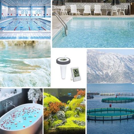 Thermomètre de piscine électronique sans fil – Indice d'étanchéité IPX7 – Plage de -40℃ à +70℃ – Affichage LCD avec enregistrement MAX/MIN (1/4)