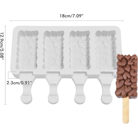 Moule à glace en silicone à 4 compartiments pour glaces à l'eau maison, desserts glacés et sucettes glacées. (1/5)