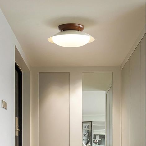 AUTRUCKER Plafonnier encastré moderne, luminaire d'entrée/couloir de style vintage français, 220V, 25cm, blanc laiteux + bordeaux, lumière tricolore (1/5)