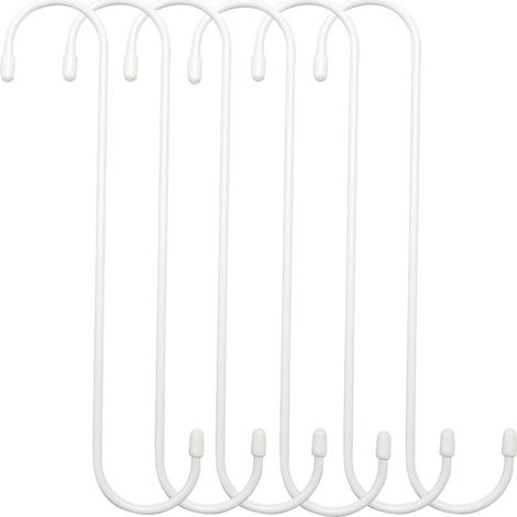 Juego de 6 ganchos en forma de S para colgar plantas, ideales para cestas de flores, jardines y patios (blanco, 25 cm) (1/5)