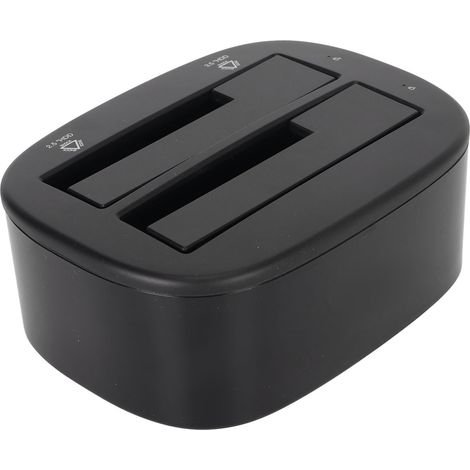 Station d'accueil pour disque dur double baie 5 Gbit/s USB 3.0 vers SATA, clonage, mise en veille automatique, lecteur de disque dur pour SSD 2,5" et 3,5" jusqu'à 8 To, prise UE 100-240 V (disque dur  (1/5)