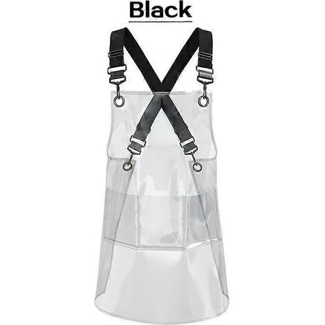Tablier transparent imperméable et résistant à l'huile pour coiffeur, barbier et chef cuisinier. Couleur : noir. (1/4)