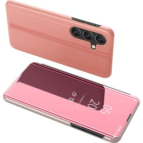 Funda transparente para Samsung Galaxy A15, color oro rosa + cristal 9H (1/2)