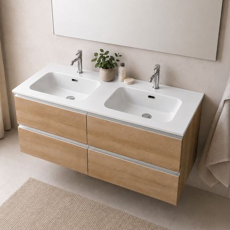 Lavabo doppio ad incasso 120x46 in ceramica bianco (1/4)