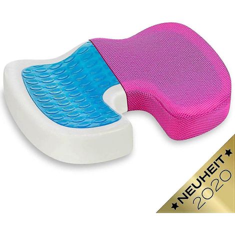 Coussin d'assise ergonomique Coussin coccyx en mousse à mémoire de forme avec remplissage en gel (rose-rouge) (1/4)