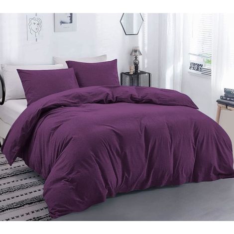 Housse de couette 2 personnes 180x200 cm Ranforce Lux violet foncé (1/4)