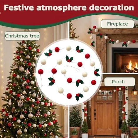 Guirlande Feutre Noël, Décoration Suspension Sapin, pour Maison Fête (1/5)